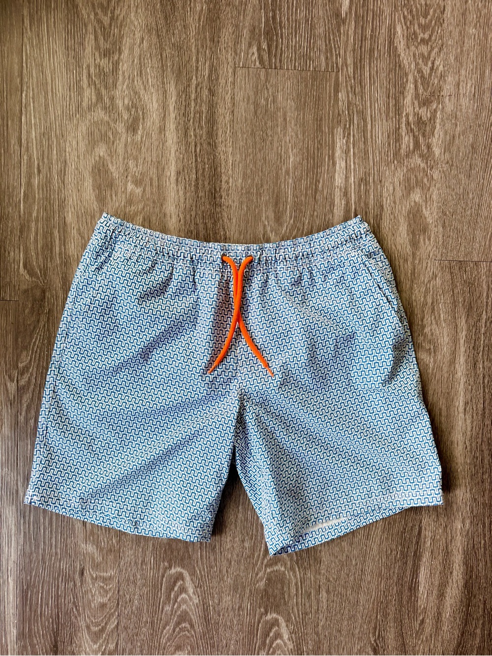 Men's J. Crew Blue & Orange Patterned Swimtrunks
